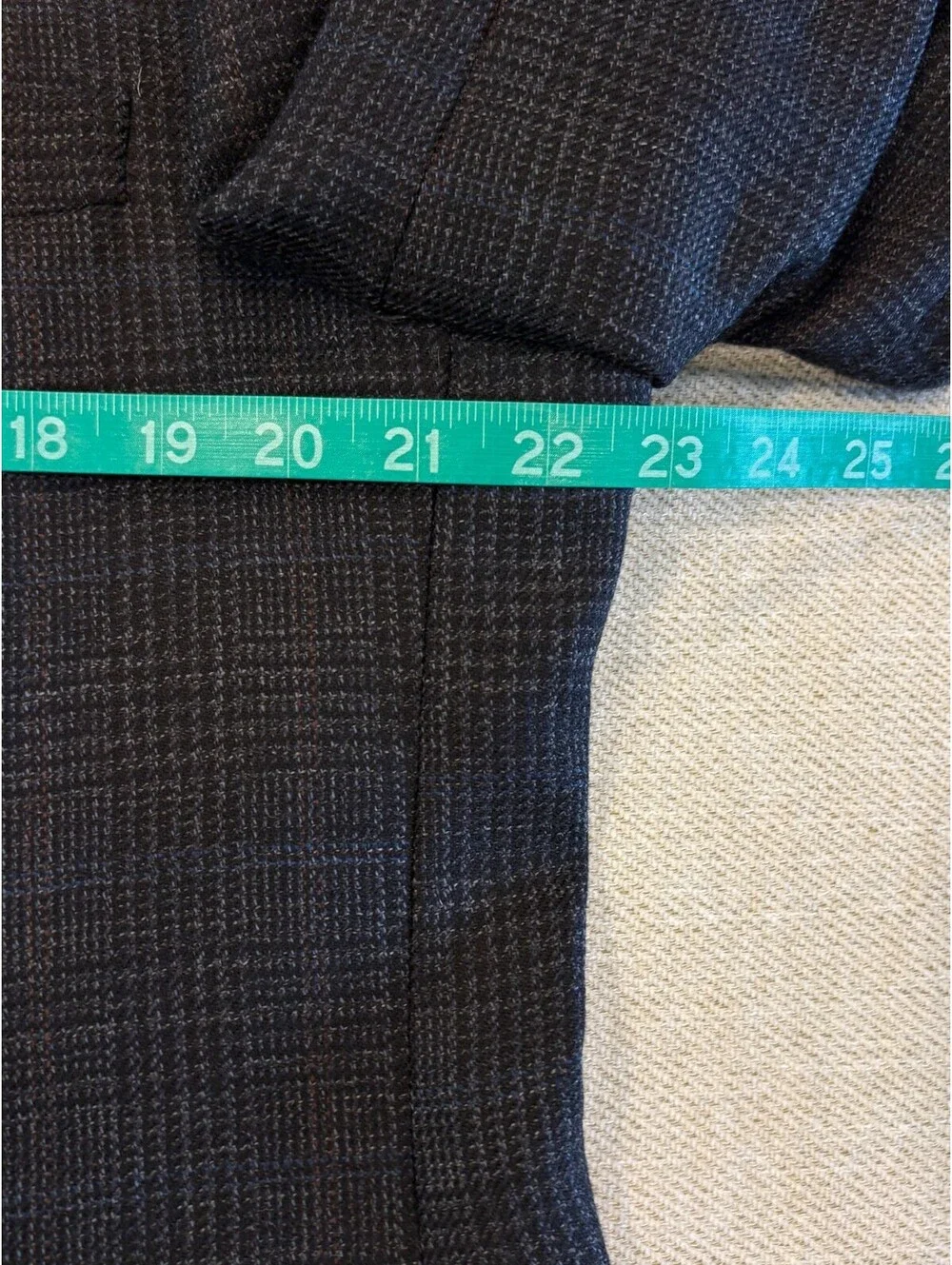Joseph & Feiss Gold 100% Lambswool Plaid Suit Jacket Blazer Mens 42 Regular Navy